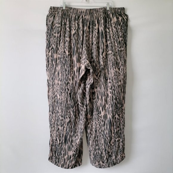 Jessica Simpson Womens Black Brown Leopard Print Tie Waist Capri Pant Size 2X - Picture 4 of 7